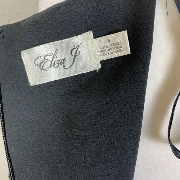 Eliza J Flutter Sleeve Fir Flare Dress Cocktail Party Black Size 6 - Picture 4 of 5